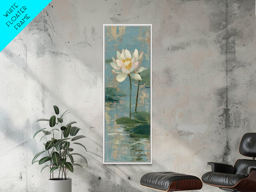 Lotus Flower Floating on Still Water Canvas Print, Medical Office Art, Digital Art, Office Decor, Watercolor Art, Calm, MOA-1x3-23