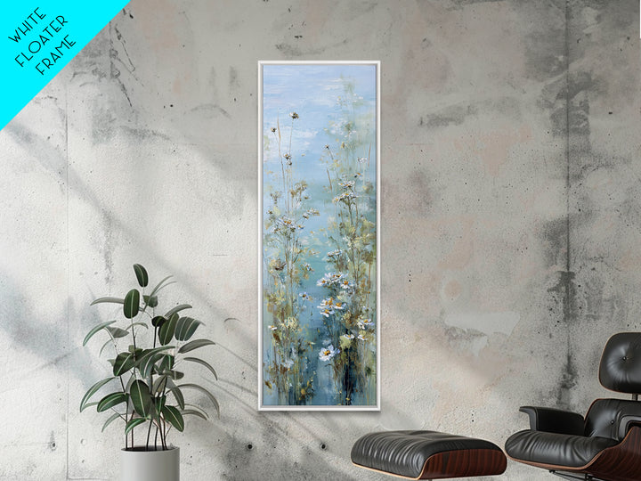 Sunlit Meadow with Wildflowers and Calm Mood Framed Canvas Print, Medical Office Art, Office Decor, Oil Painting, Calm, MOA-1x3-24