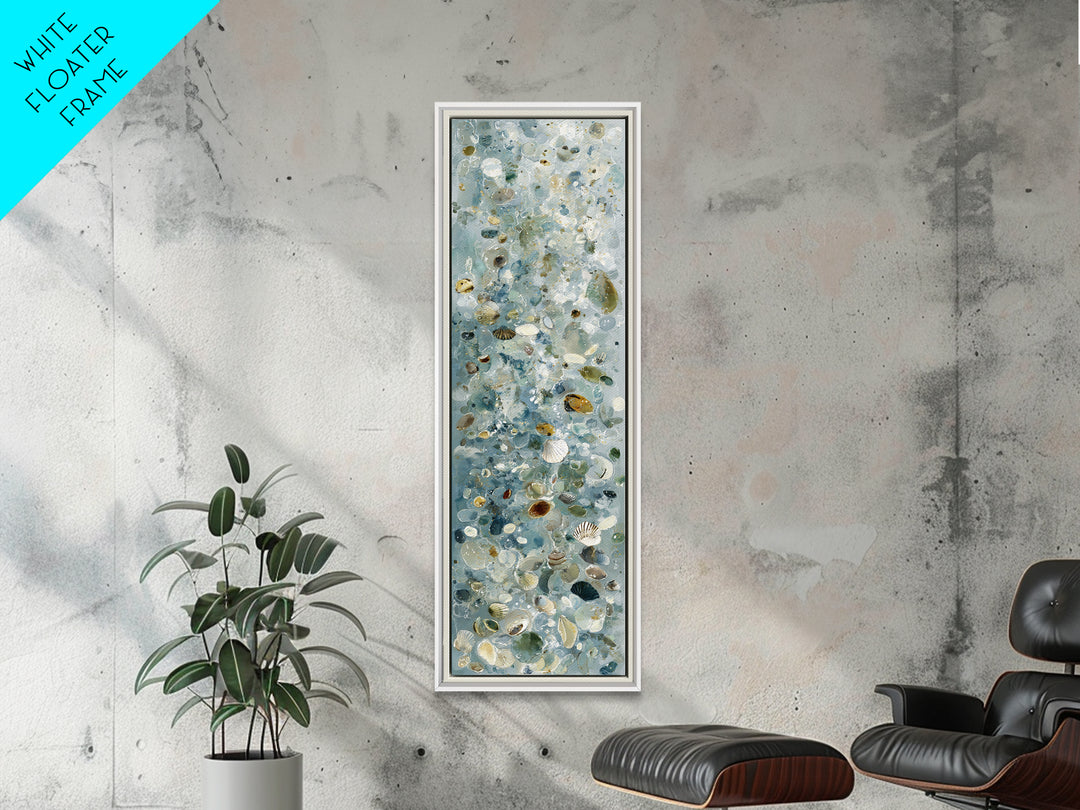 Coastal Shells and Water Study Canvas Print, Medical Office Art, Textured Painting, Office Decor, Calm, Minimalist Art, MOA-1x3-32