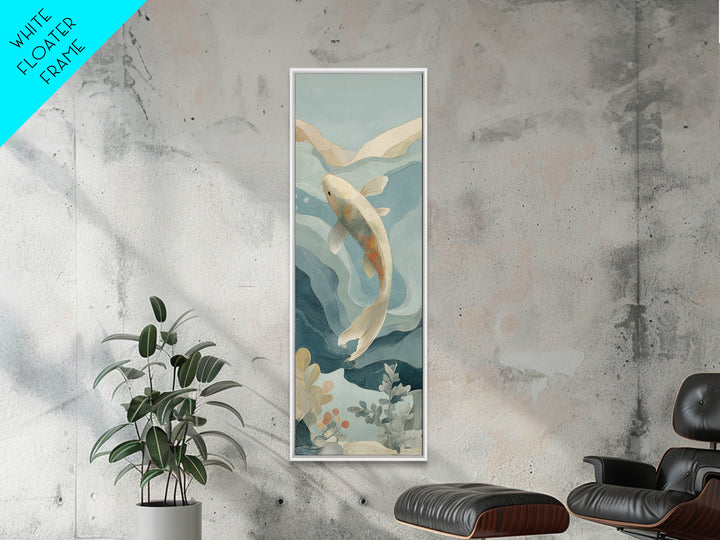 Calm Koi Fish Swimming Through Clear Water Framed Canvas Print, Medical Office Art, School Nurse Art, Office Decor, MOA-1x3-34