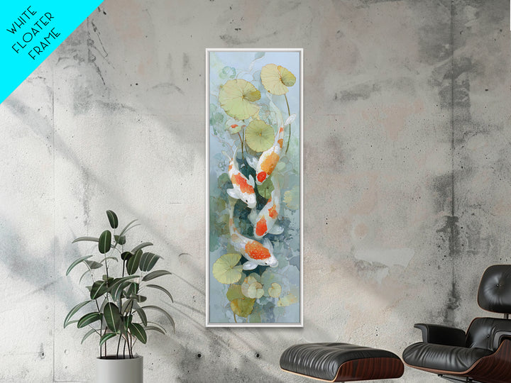 Calm Koi Fish Swimming Through Clear Water Framed Canvas Print, Medical Office Art, School Nurse Art, Office Decor, MOA-1x3-58