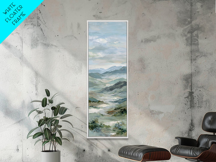 Soft Mountain Landscape Framed Canvas Print, Medical Office Art, Neutral Decor, Office Decor, Oil Painting, Calm, Wall Art, MOA-1x3-62