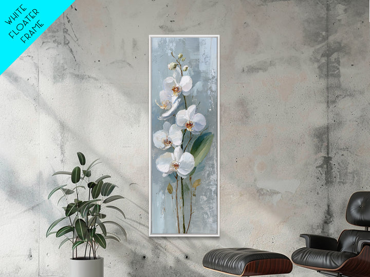 White Orchid on Gray Stone Surface Canvas Print, Medical Office Art, Art Print, Office Decor, Oil Painting, Calm, Printable Art, MOA-1x3-90