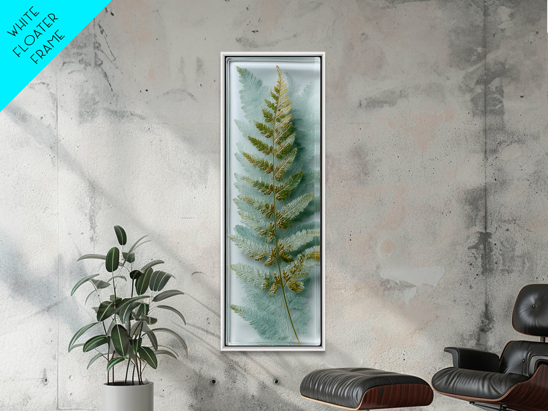 Minimal Green Fern Specimen Framed Canvas Print, Medical Office Art, Anatomy Wall Art, Office Decor, Calm, Neuroscience Art, MOA-1x3-92