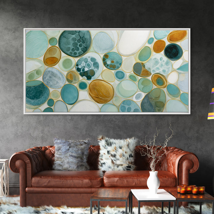 Abstract Cells and Circles as Soothing Pattern Framed Canvas Print, Medical Office Art, Home Decor, Office Decor, Calm, MOA-2x1-1