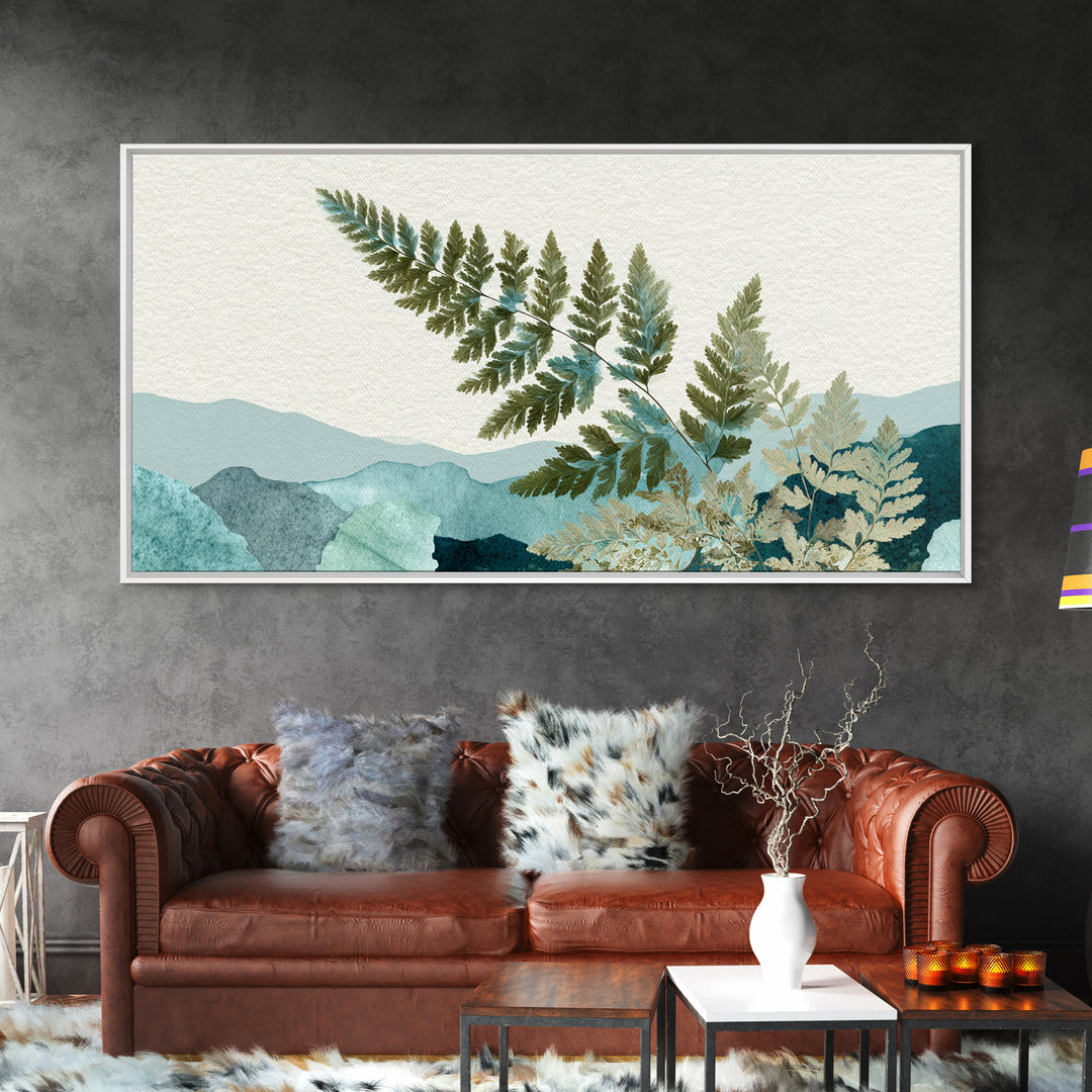 Minimal Green Fern Specimen Framed Canvas Print, Medical Office Art, Educational Poster, Office Decor, Fine Art, Calm, MOA-2x1-100