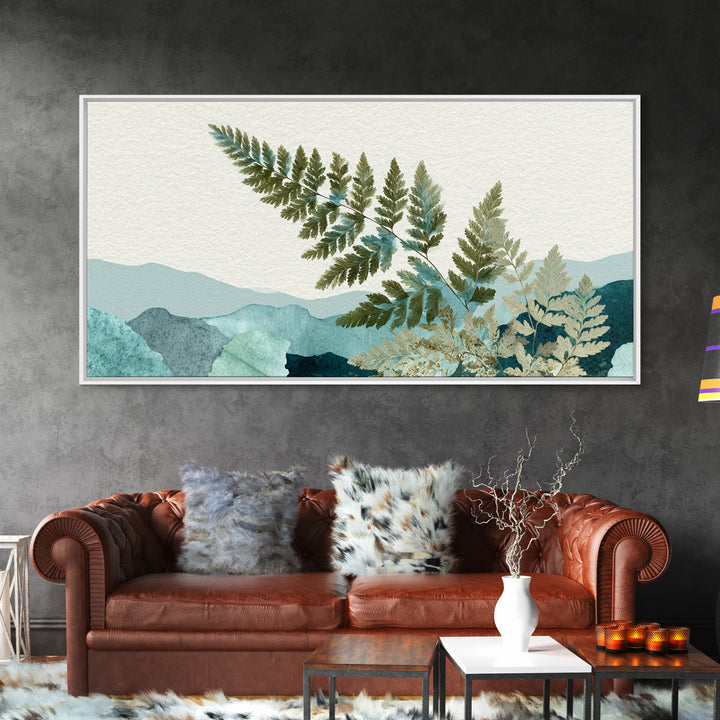 Minimal Green Fern Specimen Framed Canvas Print, Medical Office Art, Educational Poster, Office Decor, Fine Art, Calm, MOA-2x1-100