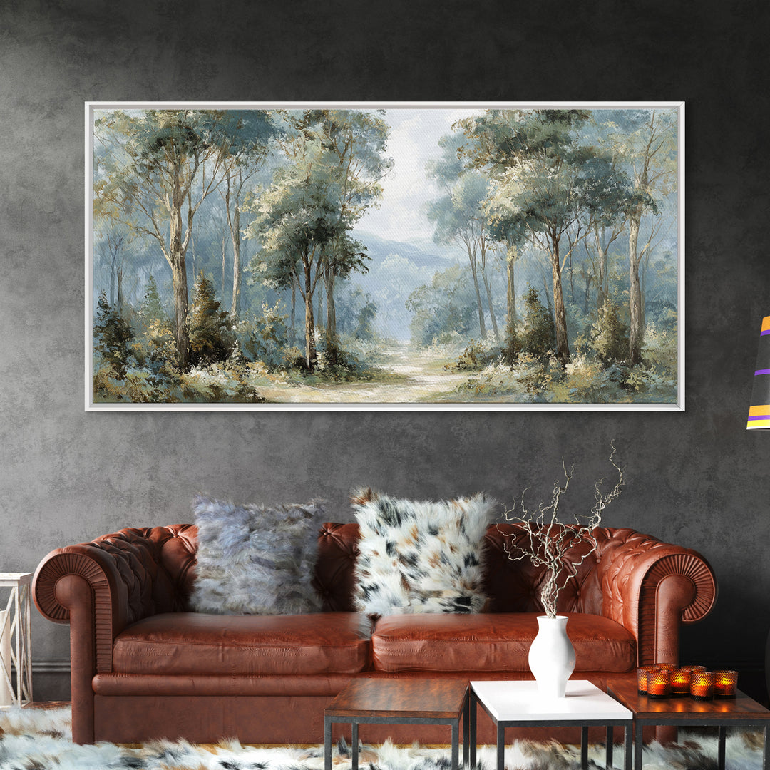 Gentle Forest Path Framed Canvas Print, Medical Office Art, Minimalist Decor, Office Decor, Fine Art, Calm, Dental Office Decor, MOA-2x1-13