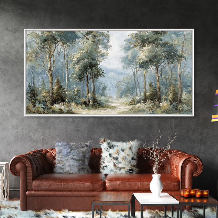 Gentle Forest Path Framed Canvas Print, Medical Office Art, Minimalist Decor, Office Decor, Fine Art, Calm, Dental Office Decor, MOA-2x1-13