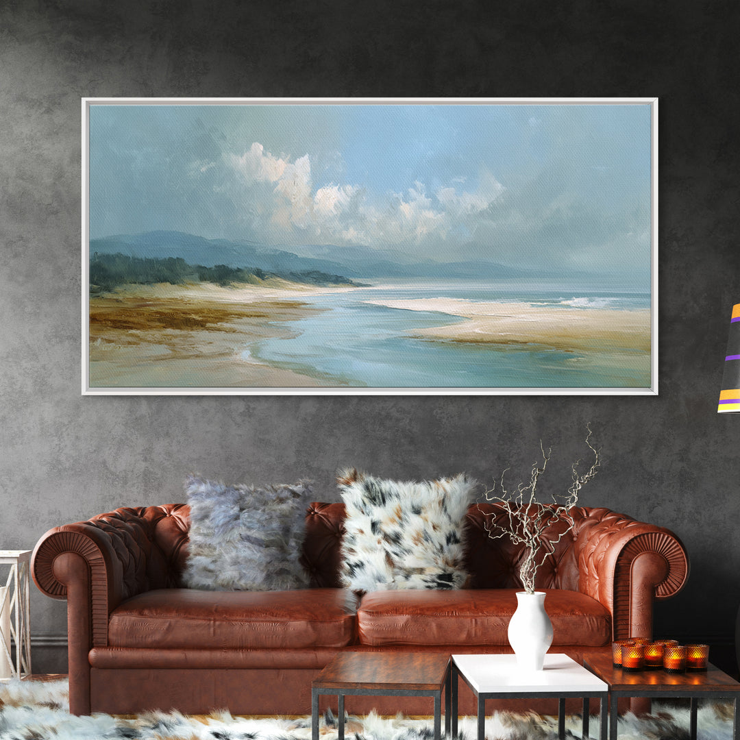 Coastal Shells and Water Study Framed Canvas Print, Medical Office Art, Fine Art Print, Office Decor, Fine Art, Calm, MOA-2x1-16