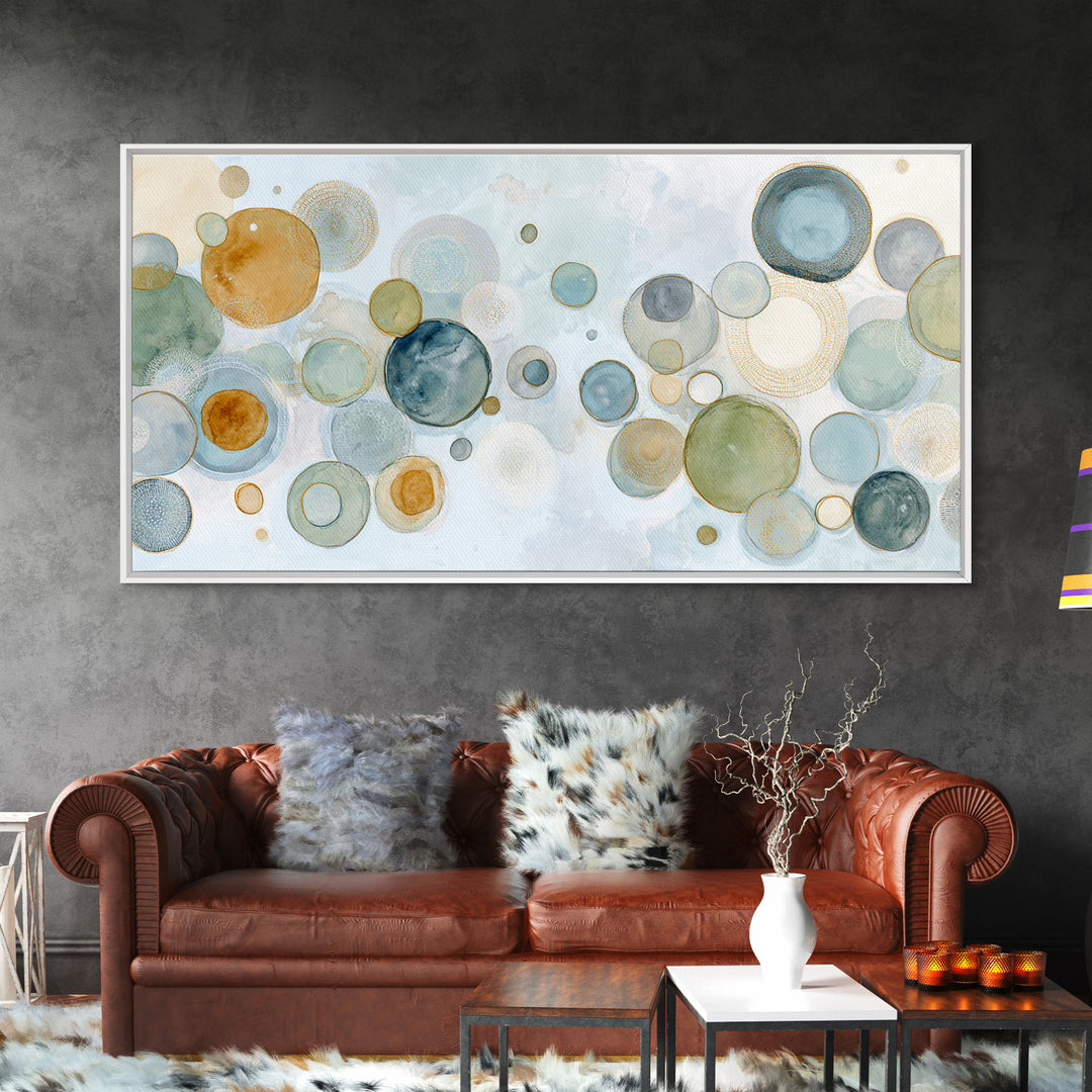 Abstract Cells and Circles as Soothing Pattern Framed Canvas Print, Medical Office Art, Home Decor, Office Decor, Calm, MOA-2x1-25