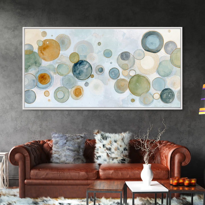 Abstract Cells and Circles as Soothing Pattern Framed Canvas Print, Medical Office Art, Home Decor, Office Decor, Calm, MOA-2x1-25