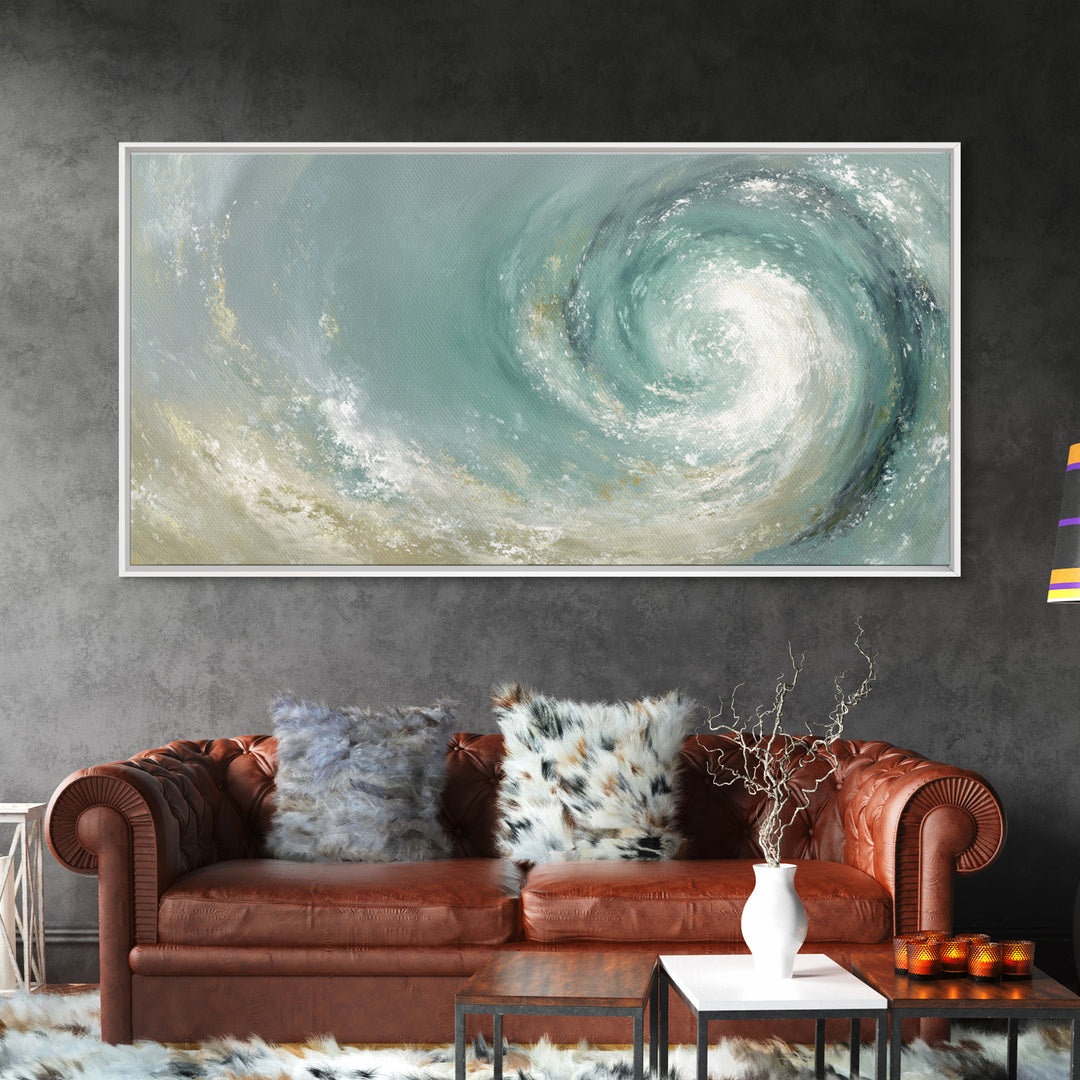 Abstract Healing Spiral Framed Canvas Print, Medical Office Art, Office Decor, Abstract Art, Calm, Teal Wall Art, MOA-2x1-35