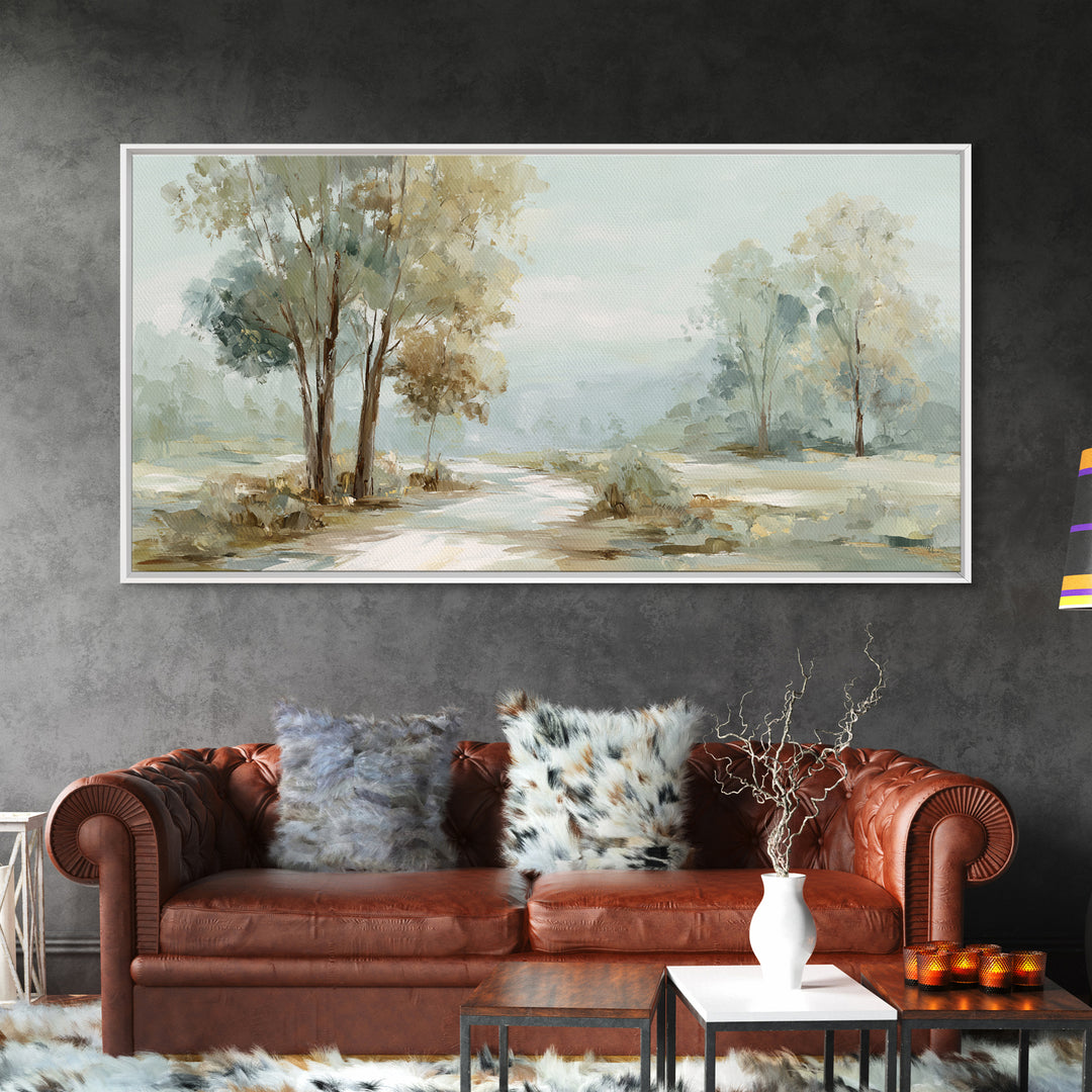 Gentle Forest Path Framed Canvas Print, Medical Office Art, Minimalist Decor, Office Decor, Fine Art, Calm, Dental Office Decor, MOA-2x1-37