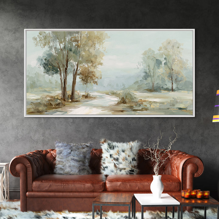 Gentle Forest Path Framed Canvas Print, Medical Office Art, Minimalist Decor, Office Decor, Fine Art, Calm, Dental Office Decor, MOA-2x1-37