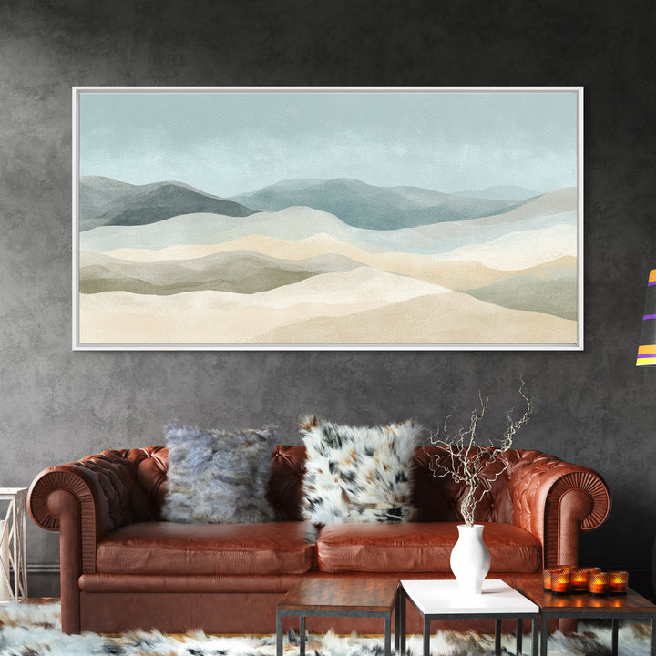 Minimal Sunrise over Rounded Hills Framed Canvas Print, Medical Office Art, Office Decor, Fine Art, Calm, Brain Poster, MOA-2x1-43