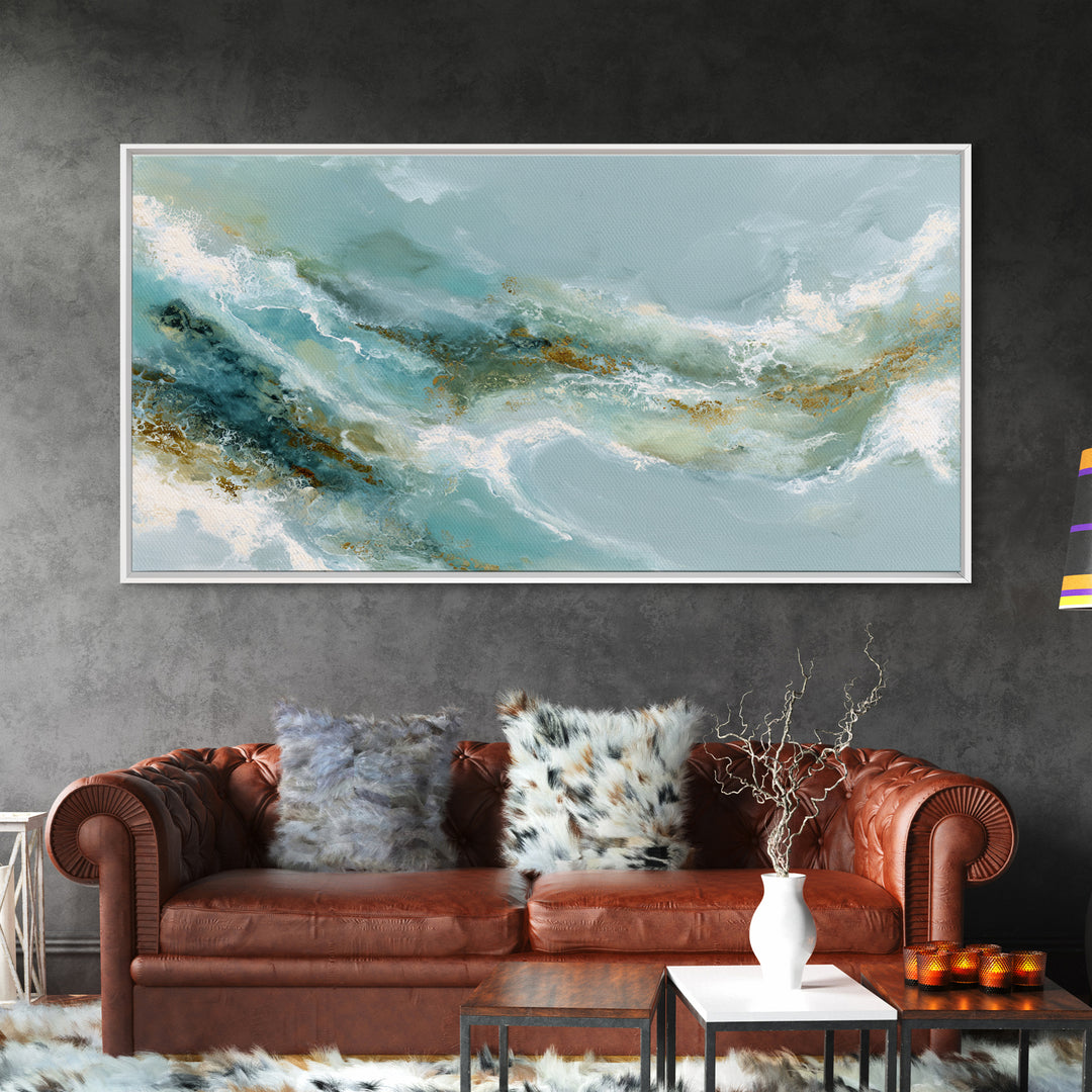 Calming Blue Abstract Framed Canvas Print, Medical Office Art, Digital Wall Art, Office Decor, Calm, Healthcare Wall Art, MOA-2x1-45