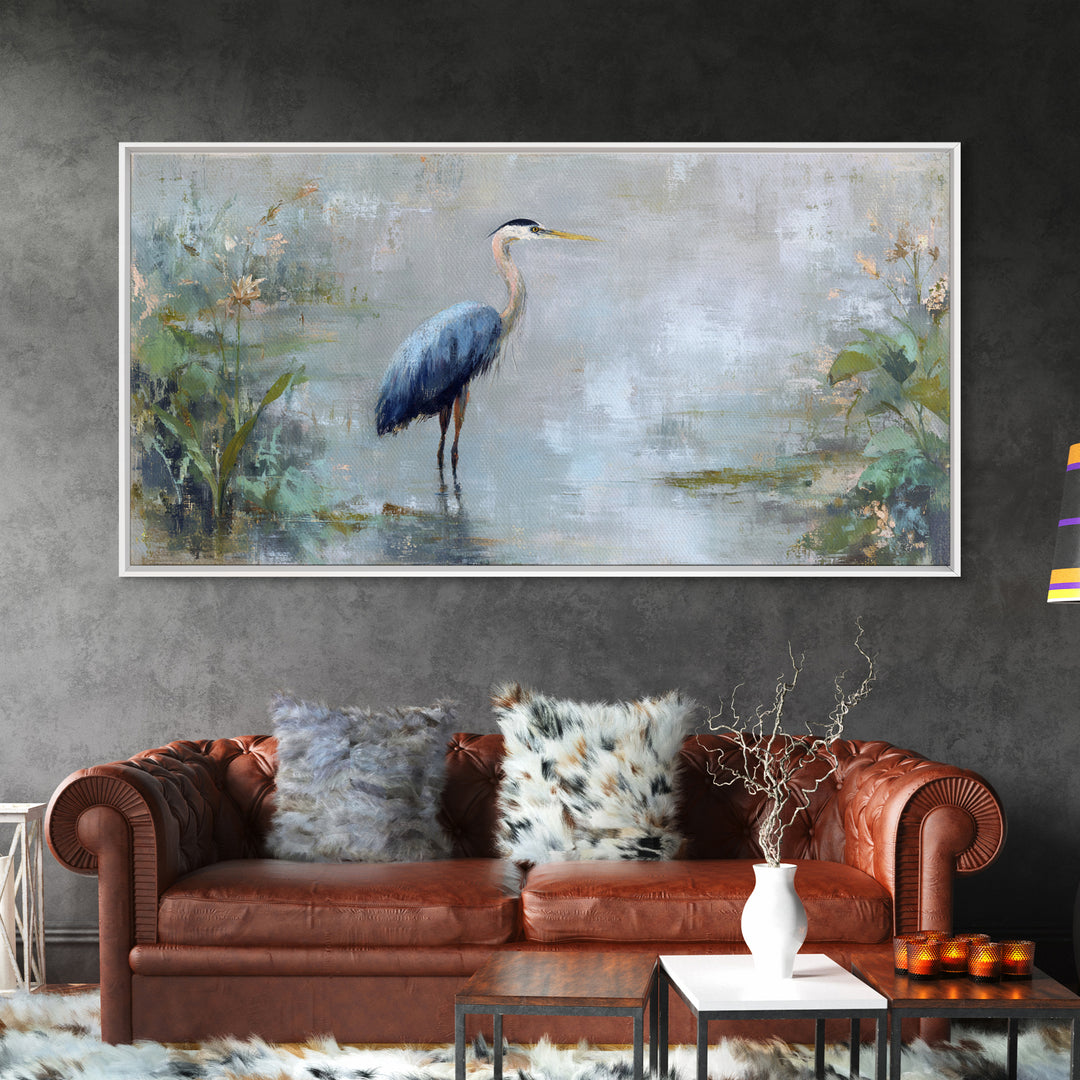Blue Heron Standing Canvas Print, Medical Office Art, Wall Art, Office Decor, Fine Art, Calm, Printable Card, Medical Art, MOA-2x1-58