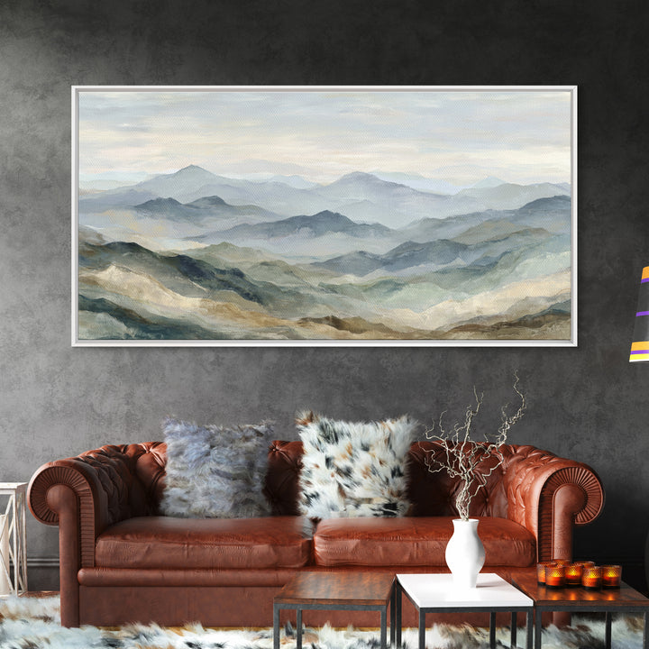 Soft Mountain Landscape Canvas Print, Medical Office Art, Digital Art, Office Decor, Oil Painting, Calm, Medical Decor, MOA-2x1-70