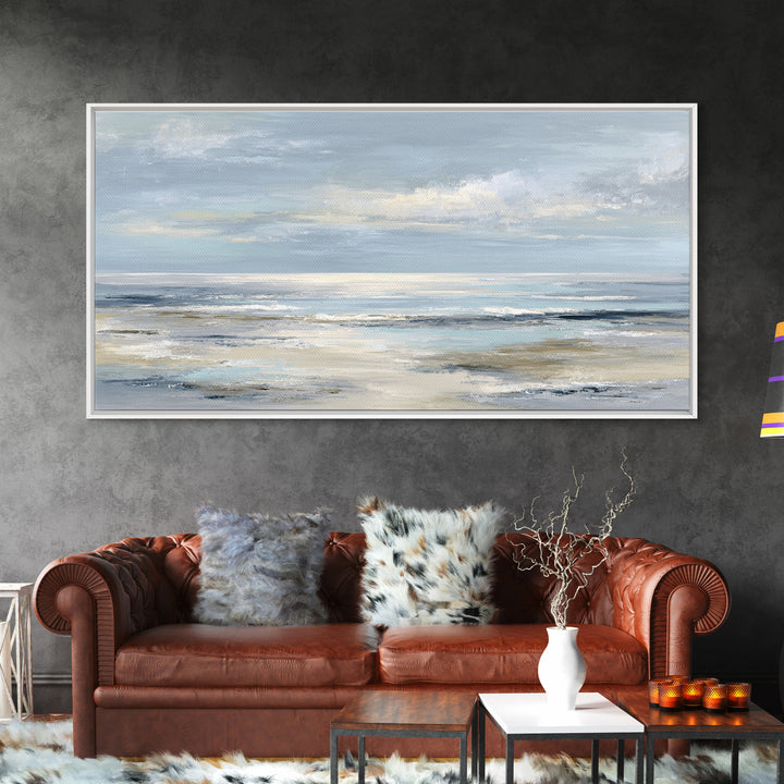 Peaceful Ocean Horizon Framed Canvas Print, Medical Office Art, Minimalist Art, Office Decor, Calm, Educational Poster, MOA-2x1-72