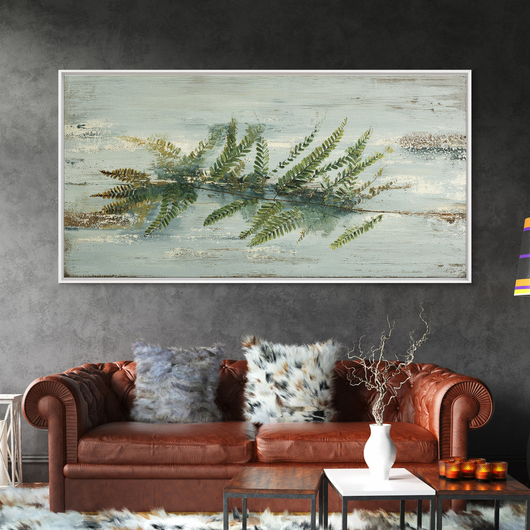 Minimal Green Fern Specimen Canvas Print, Medical Office Art, Medical Decor, Office Decor, Fine Art, Calm, Science Art, MOA-2x1-76