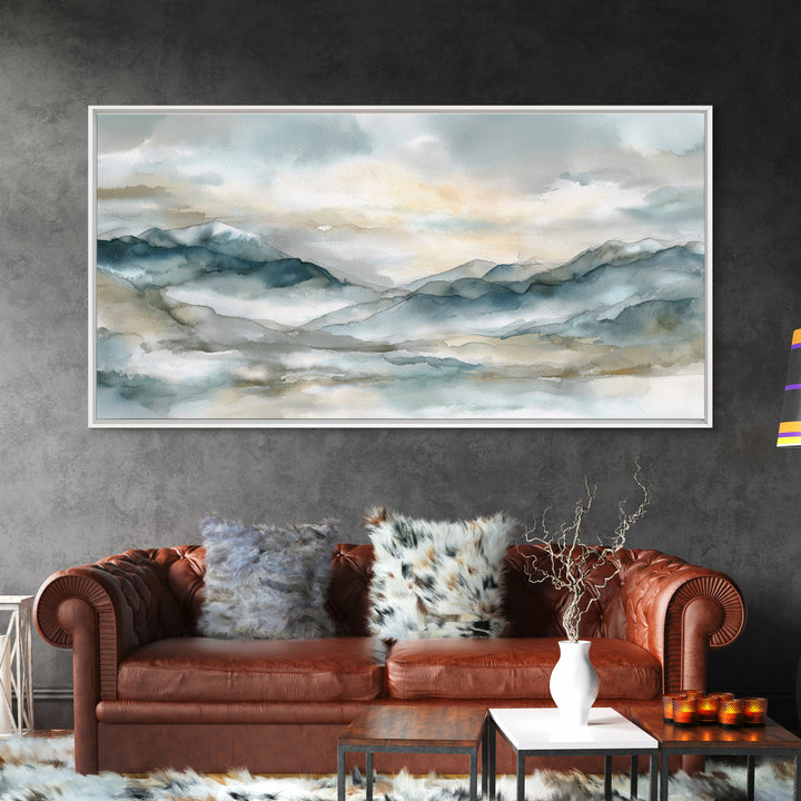 Soft Mountain Landscape Canvas Print, Medical Office Art, Digital Art, Office Decor, Oil Painting, Calm, Medical Decor, MOA-2x1-94