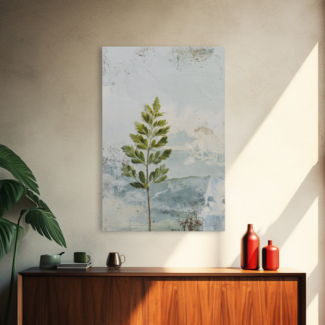 Minimal Green Fern Specimen Canvas Print, Medical Office Art, Anatomy Art, Office Decor, Fine Art, Calm, Statement Artwork, MOA-2x3-16
