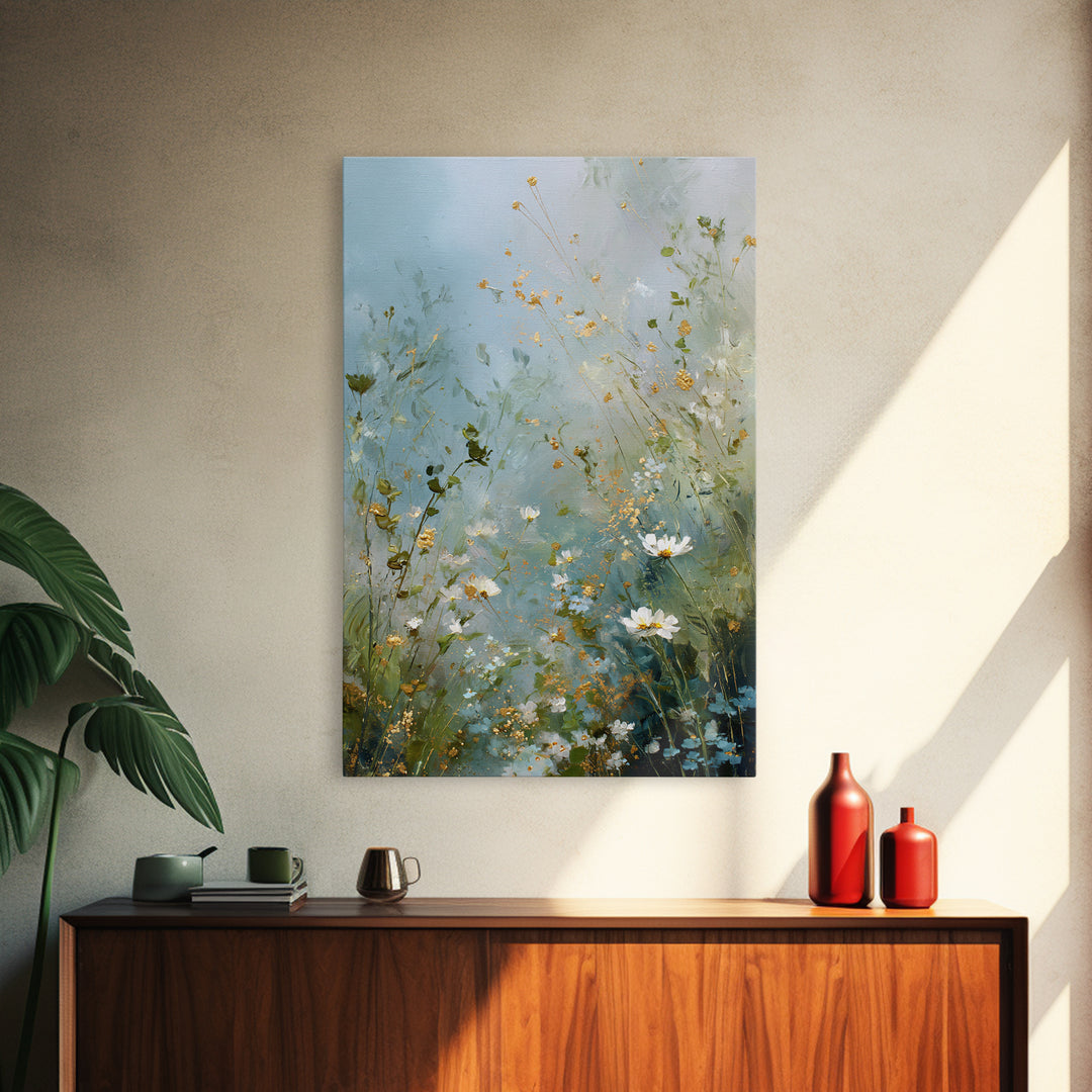 Sunlit Meadow with Wildflowers and Calm Mood Canvas Print, Medical Office Art, Digital Wall Art, Office Decor, Calm, MOA-2x3-20