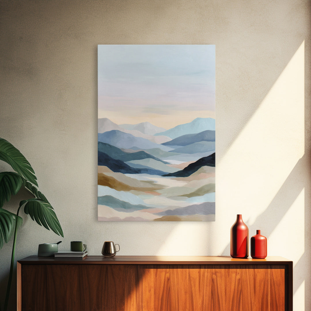Minimal Sunrise over Rounded Hills Canvas Print, Medical Office Art, Statement Artwork, Office Decor, Fine Art, Calm, MOA-2x3-31