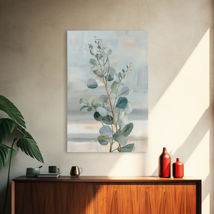 Botanical Eucalyptus Branch Canvas Print, Medical Office Art, Office Decor, Watercolor Art, Calm, Teal Wall Art, MOA-2x3-35