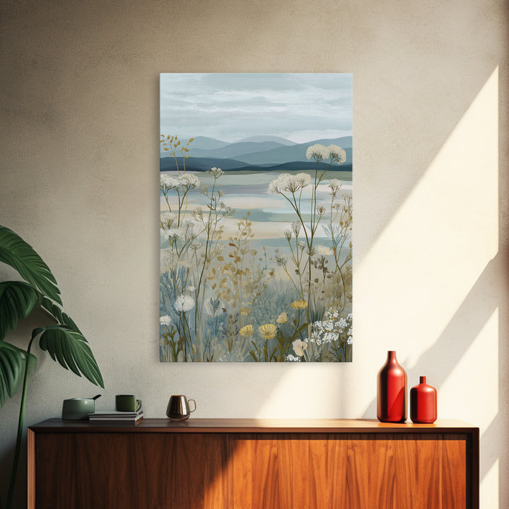 Sunlit Meadow with Wildflowers and Calm Mood Canvas Print, Medical Office Art, Neuroscience Art, Office Decor, Calm, MOA-2x3-44