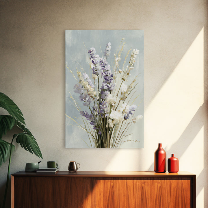 Lavender Botanical Still Life Framed Canvas Print, Medical Office Art, Printable Art, Office Decor, Watercolor Art, Calm, MOA-2x3-53
