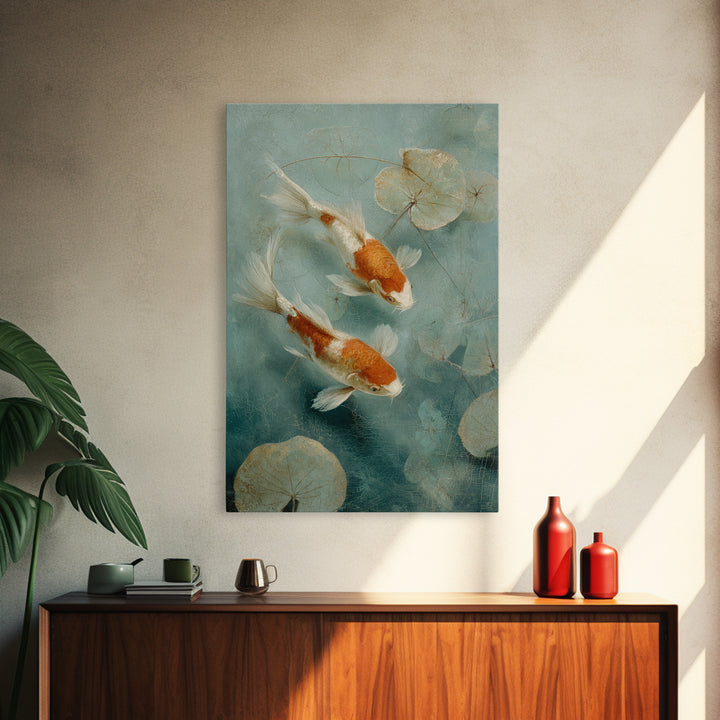 Calm Koi Fish Swimming Through Clear Water Canvas Print, Medical Office Art, Minimalist Decor, Office Decor, Fine Art, Calm, MOA-2x3-54