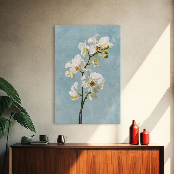 White Orchid on Gray Stone Surface Canvas Print, Medical Office Art, Digital Wall Art, Office Decor, Calm, Healthcare Wall Art, MOA-2x3-62
