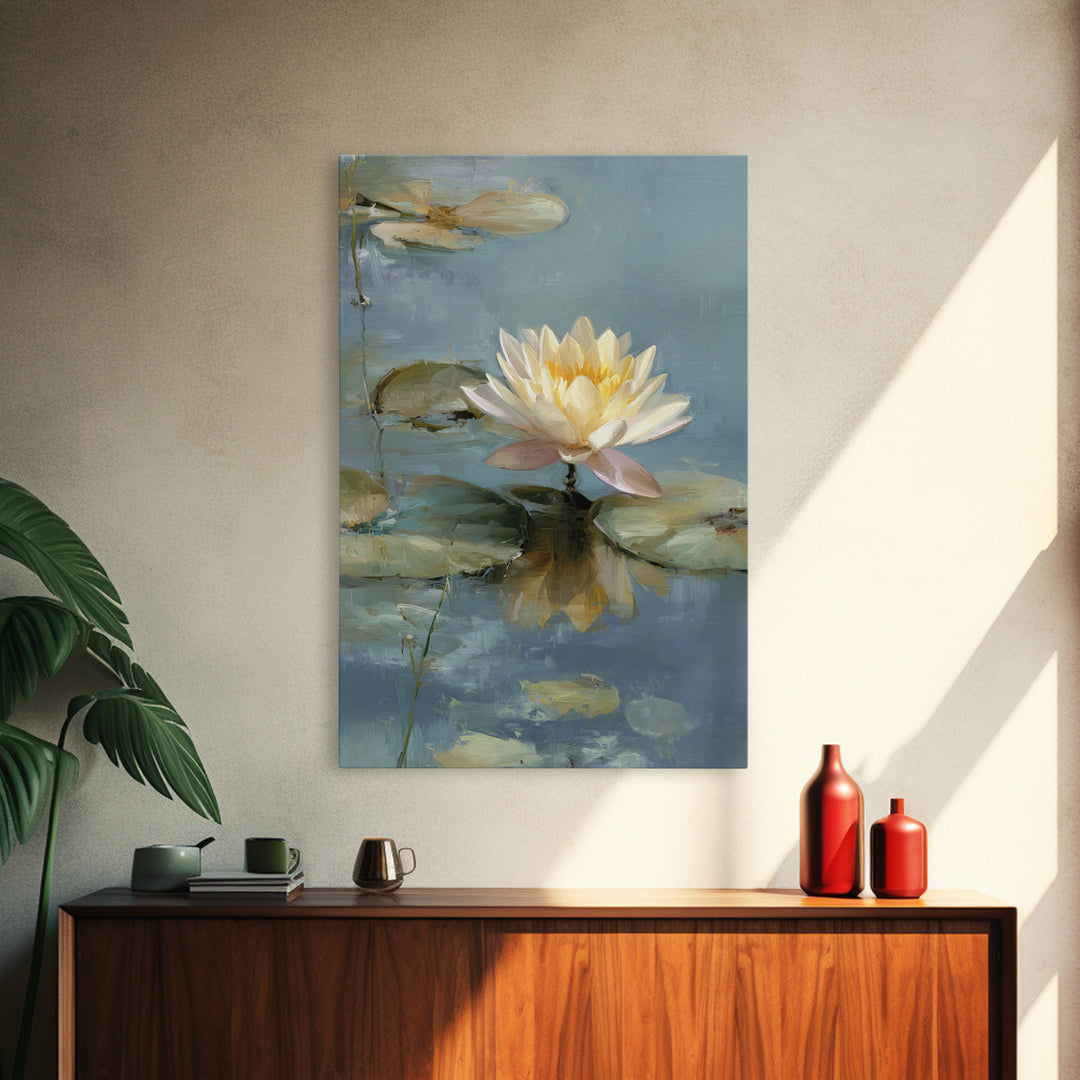 Lotus Flower Floating on Still Water Canvas Print, Medical Office Art, Office Decor, Calm, Brain Poster, Healthcare Wall Art, MOA-2x3-67