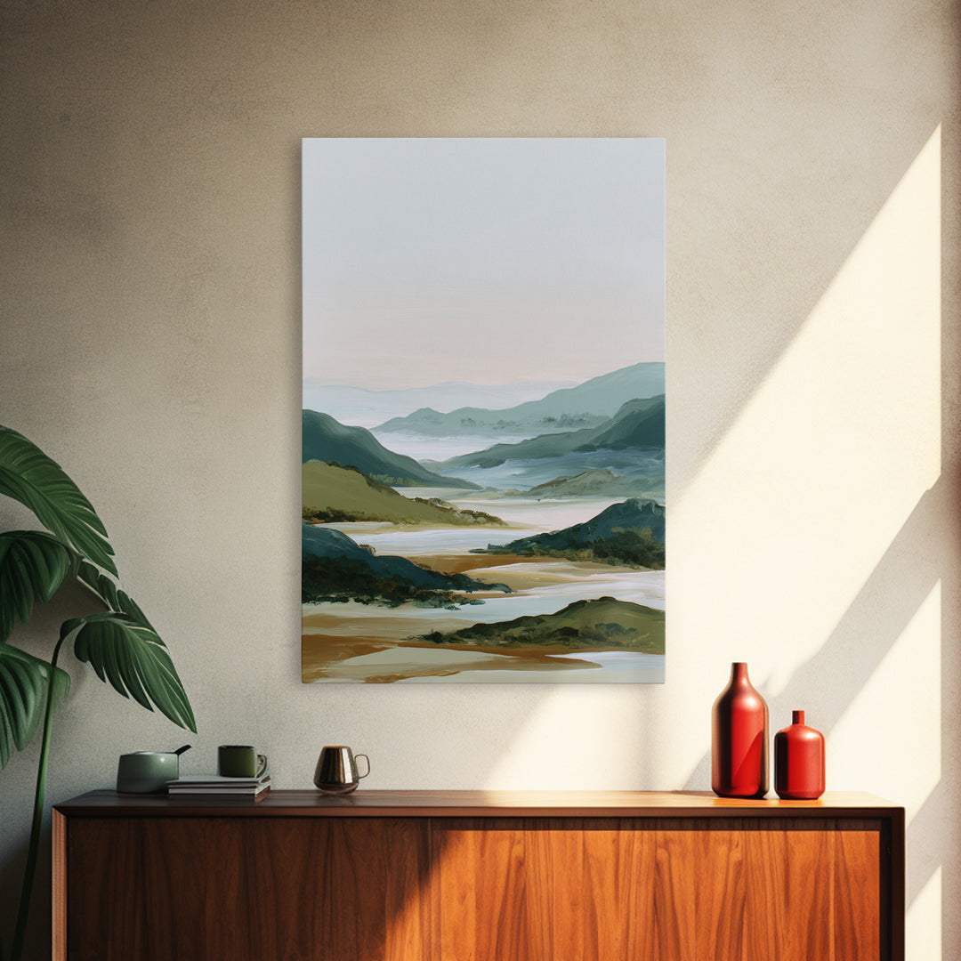Minimal Sunrise over Rounded Hills Canvas Print, Medical Office Art, Brain Art, Office Decor, Fine Art, Calm, Boho Decor, MOA-2x3-7