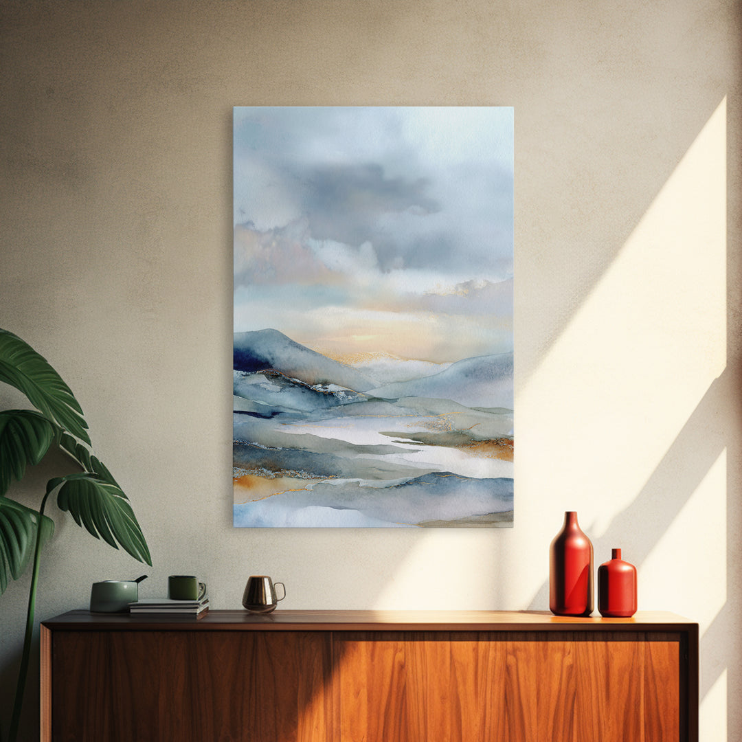 Soft Mountain Landscape Canvas Print, Medical Office Art, Office Decor, Watercolor Art, Calm, Brain Poster, Healthcare Wall Art, MOA-2x3-82