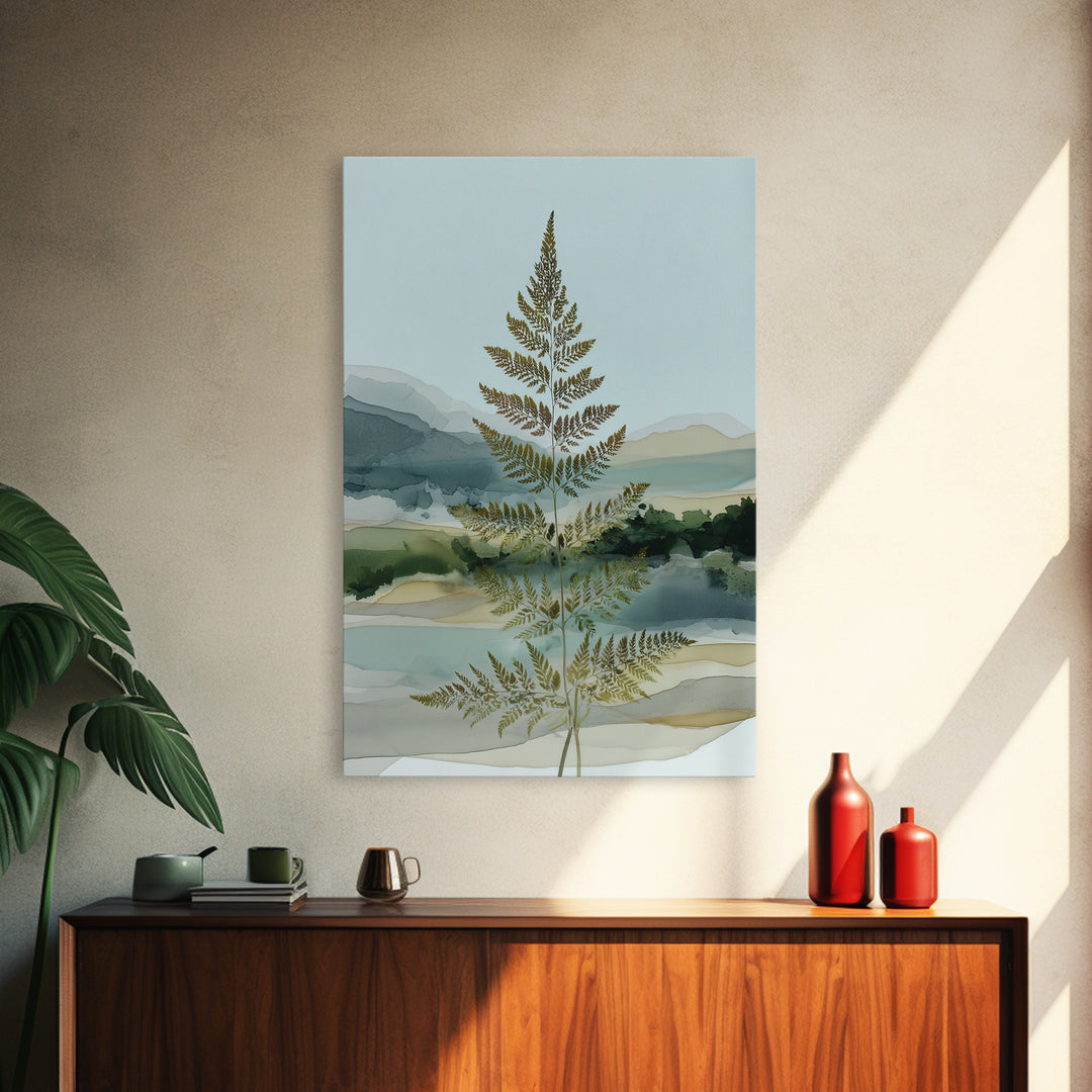 Minimal Green Fern Specimen Framed Canvas Print, Medical Office Art, Printable Art, Office Decor, Calm, Medical Wall Art, MOA-2x3-88
