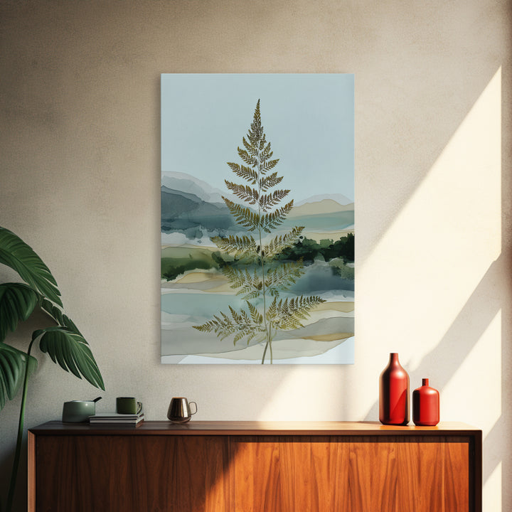 Minimal Green Fern Specimen Framed Canvas Print, Medical Office Art, Printable Art, Office Decor, Calm, Medical Wall Art, MOA-2x3-88
