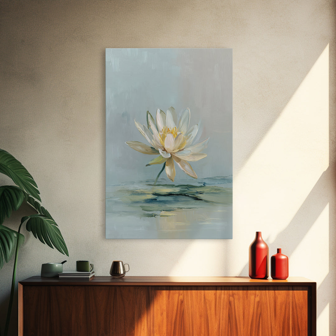 Lotus Flower Floating on Still Water Canvas Print, Medical Office Art, Anatomy Wall Art, Office Decor, Watercolor Art, Calm, MOA-2x3-91