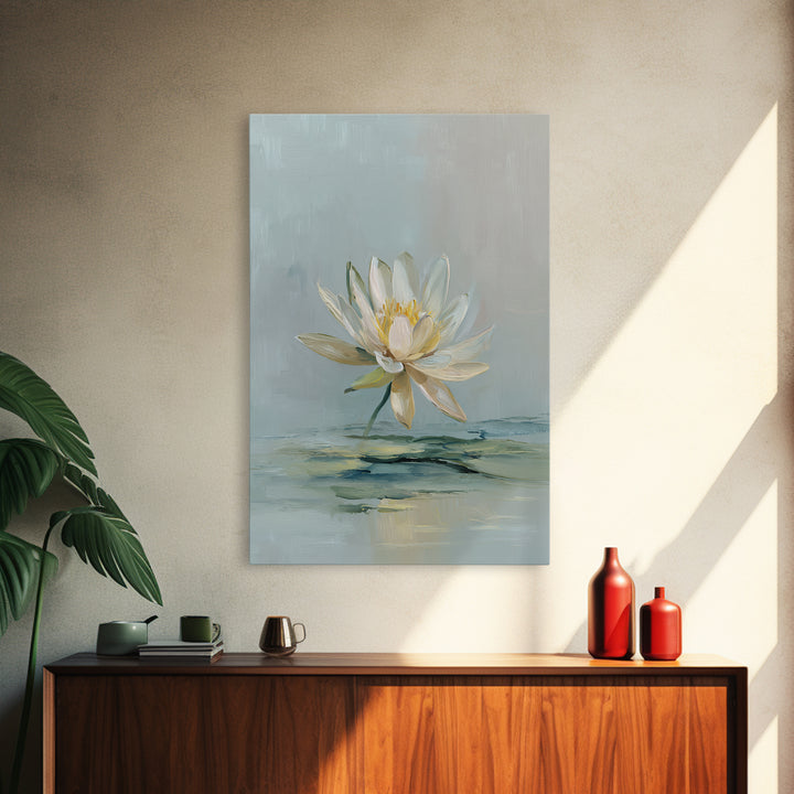 Lotus Flower Floating on Still Water Canvas Print, Medical Office Art, Anatomy Wall Art, Office Decor, Watercolor Art, Calm, MOA-2x3-91