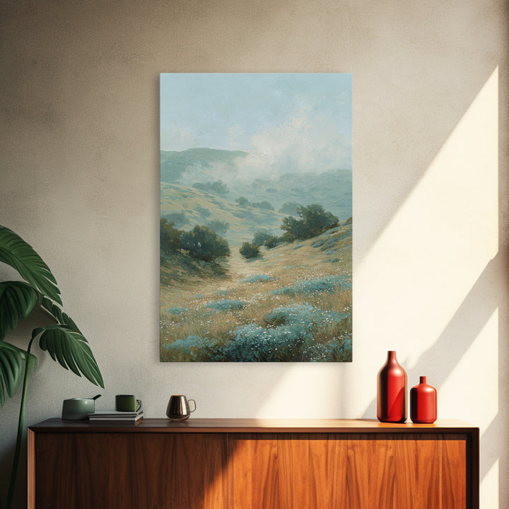 Sunlit Meadow with Wildflowers and Calm Mood Framed Canvas Print, Medical Office Art, Gallery Decor, Office Decor, Calm, MOA-2x3-92
