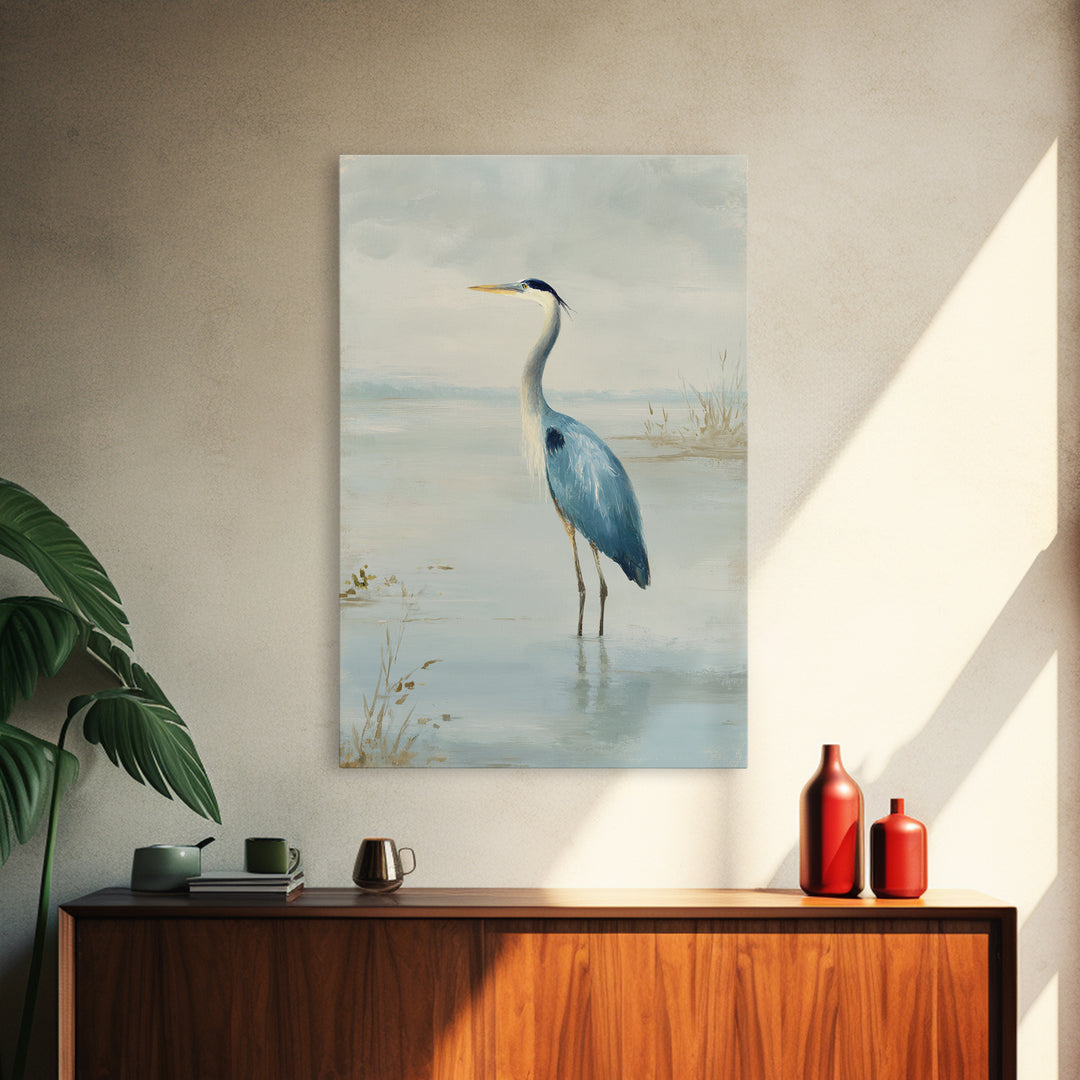 Blue Heron Standing Framed Canvas Print, Medical Office Art, Medical Student Gift, Office Decor, Fine Art, Calm, Anatomy Poster, MOA-2x3-94