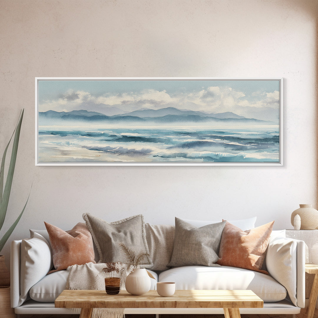 Coastal Shells and Water Study Framed Canvas Print, Medical Office Art, Heart Anatomy Print, Office Decor, Fine Art, Calm, MOA-3x1-12