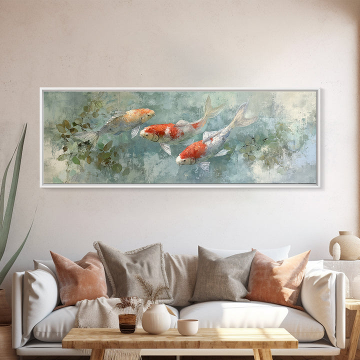 Calm Koi Fish Swimming Through Clear Water Canvas Print, Medical Office Art, Neuroscience Art, Office Decor, Fine Art, Calm, MOA-3x1-14