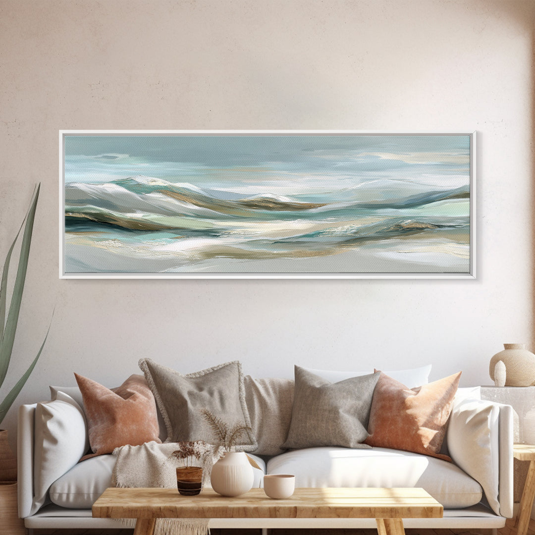 Soft Mountain Landscape Framed Canvas Print, Medical Office Art, Minimalist Art, Office Decor, Calm, Educational Poster, MOA-3x1-18