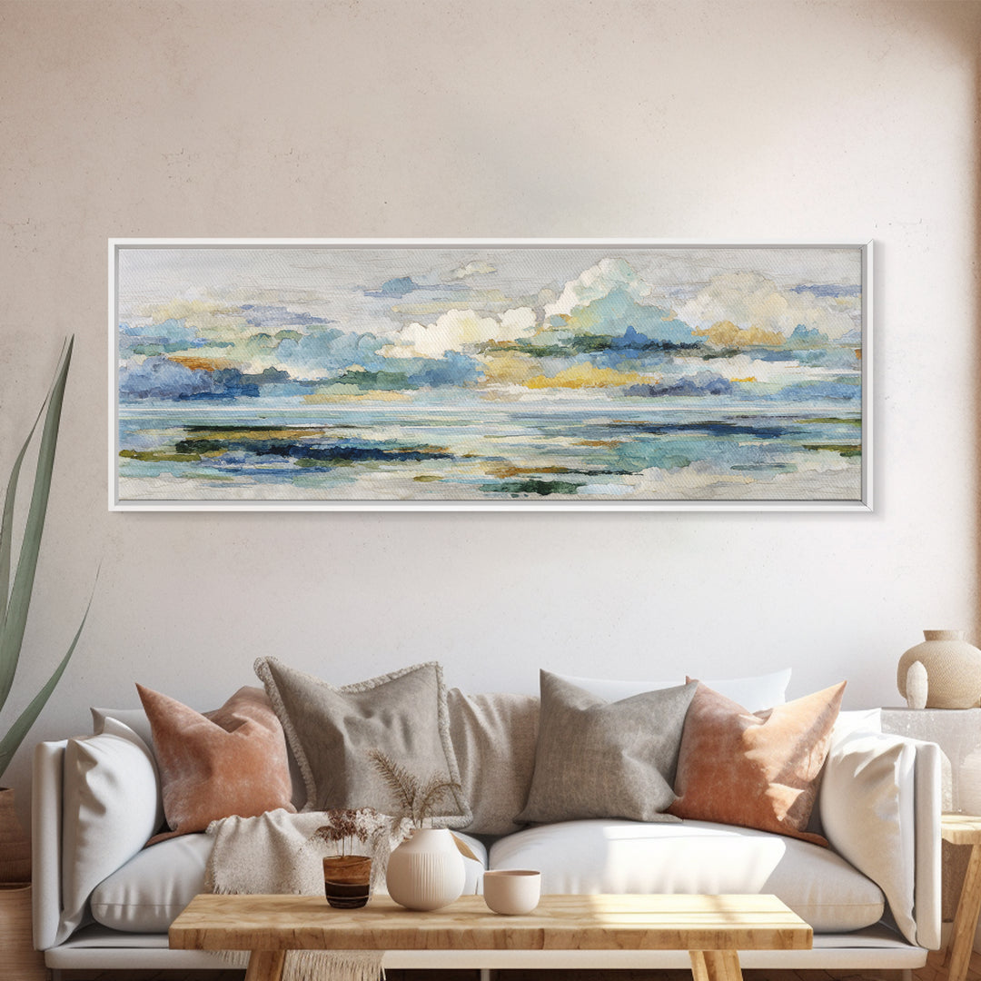 Sky and Cloud Scene Canvas Print, Medical Office Art, Medical Wall Art, Office Decor, Abstract Art, Calm, Neutral Decor, MOA-3x1-25