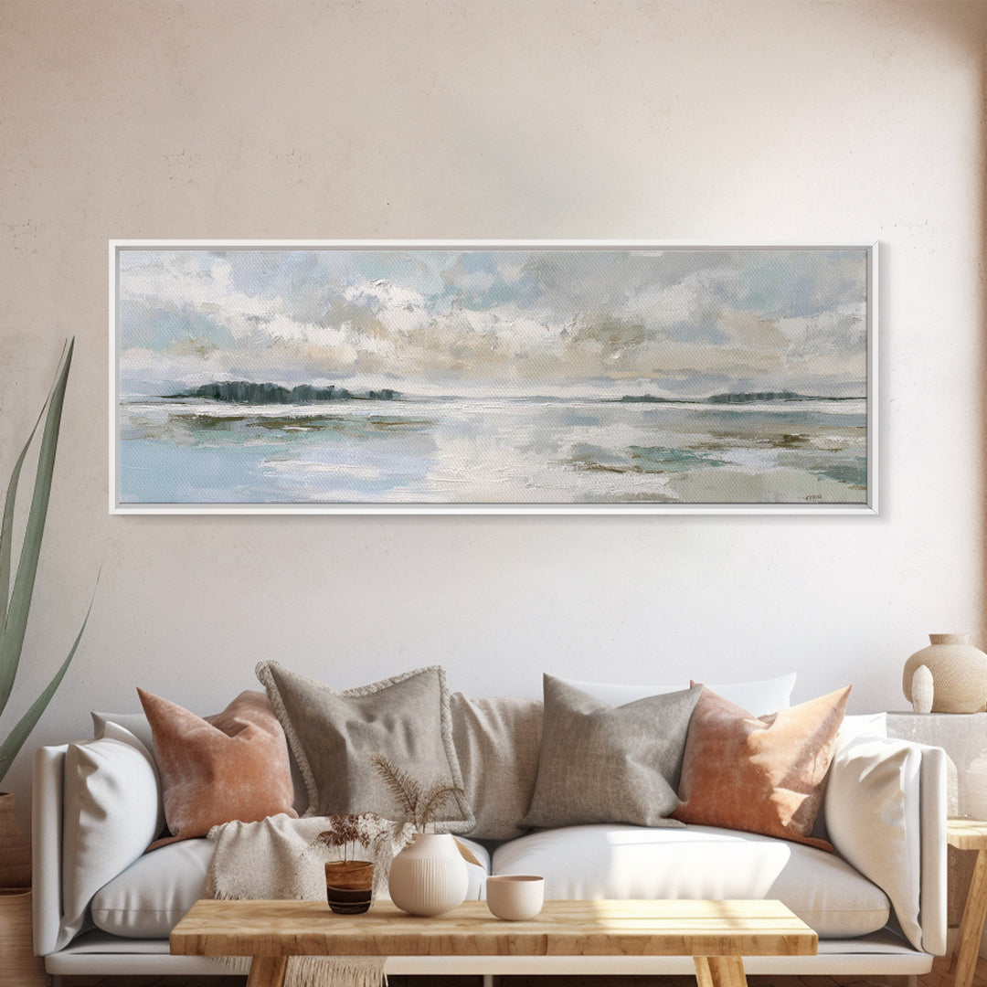 Coastal Shells and Water Study Canvas Print, Medical Office Art, Medical School, Office Decor, Fine Art, Calm, Minimalist Decor, MOA-3x1-36