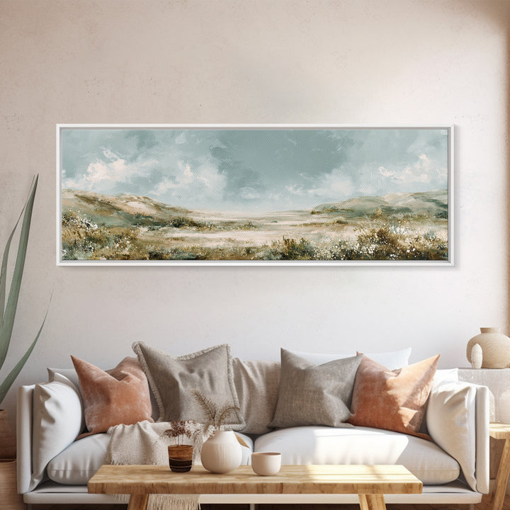 Sunlit Meadow with Wildflowers and Calm Mood Canvas Print, Medical Office Art, Anatomy Art, Office Decor, Watercolor Art, Calm, MOA-3x1-4