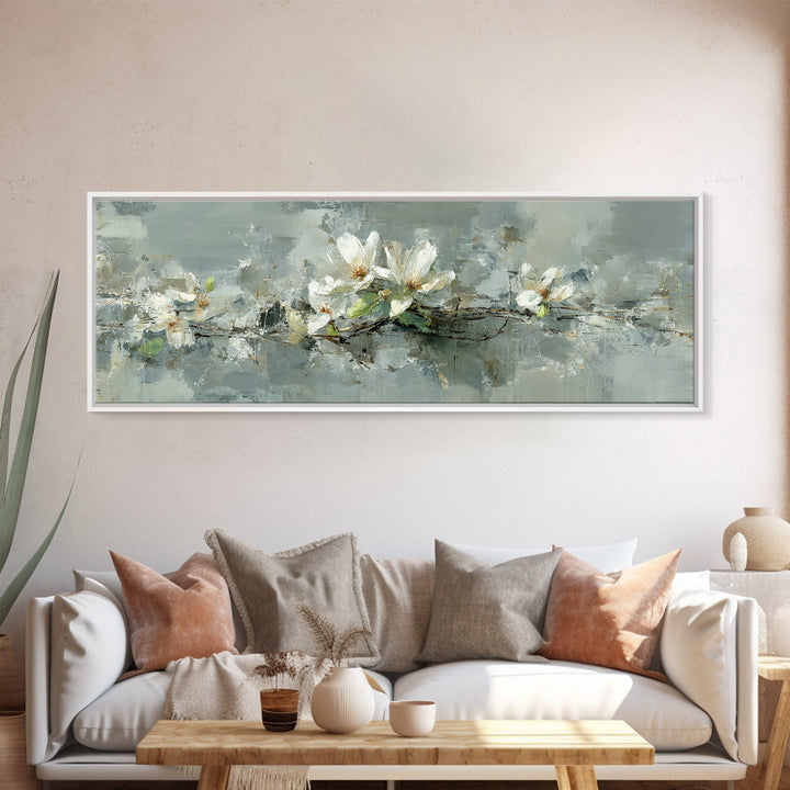 White Orchid on Gray Stone Surface Canvas Print, Medical Office Art, Medical Decor, Office Decor, Fine Art, Calm, Science Art, MOA-3x1-46